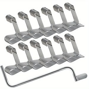 SANK 10pcs 6mm Fence Wire Tightener with Tighteners Handle, Fence Wire Tensioner, Barb Wire Fence Tools, Fence Wire Tensioning Tool for Fast Tightening Wire Fence