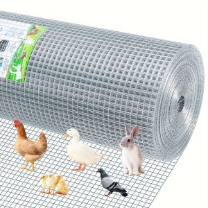 1u002F2inch Hardware Cloth, 24'' x 50' Welded Metal Fencing Roll Mesh, Galvanized Wire Mesh Roll for Bee Screen Garden Plant Poultry Animal Netting Cage