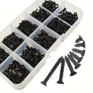 800pcs M2 Self-Tapping Screws Assortment Kit - Carbon Steel Spiral Shank & Galvanized Black Oxide Coating, Flat Head & Round Drive, Sharp Threaded Tip for Wood, Soft Metal, Plastic - No Pilot Holes Required, Ideal for DIY, Furniture, Electronics, Automotive Repairs (Organized Compartment Storage Case), Craft Screws, Self Drilling Screws for Metal, Vintage Rusted Screws, Two Sided Screws, DIY Projects, Furniture Assembly, Precision Fasteners, Highstrength Fasteners,