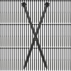 100 Pack 6 Inch Heavy Duty Wood Screws Bulk Black Hex Structural Screws Steel Decking Timber Screws For Timber Landscaping Construction Laminated Beams And Pole Barns Carpentry
