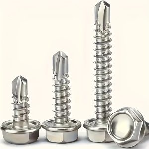 500pcs 410 Stainless Steel #8 Self-Tapping TEK Screw Assortment Kit, #8 (4.2mm) Hex Self-Drilling Screws for Metalu002FFurniture, Construction And Repair, Hex Washers Heads, Lengths 1u002F2in., 3u002F4in. And 1in.