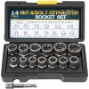 15pcs Nut Extractor Set – 13pcs Bolt & Nut Remover Kit With Removal Bar & 1u002F4