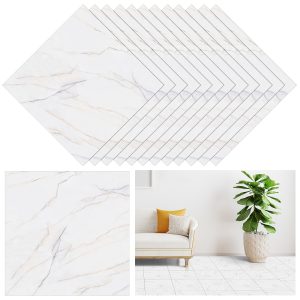 48pcs Of Vinyl Floor Peeling Adhesive Tiles, Self-adhesive Waterproof Bathroom Tiles, 12 X 12 Inches, Suitable For Bathrooms, Kitchens, Bedrooms, Living Rooms