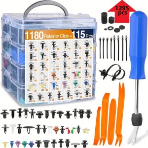 1295pcs Car Retainer Clips And Auto Fasteners Assortment-37 Most Popular Sizes Nylon Bumper Fender Rivets with 10 Cable Ties Of Fenders Are Applicable to Most Models