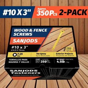 4.5lb??2 #8 & #10 Deck and Wood Screws - Rust-Resistant, Exterior Epoxy Coated, Torx Drive (T25 Bit Included), Tan, Construction Fasteners, Flat Head Design, Righthand Thread, Highstrength Steel, Durable Construction, DIY Enthusiasts, Construction Professionals