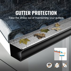 VEVOR Gutter Guard, 5 inch Width, Aluminum Leaf Filter DIY Gutter Cover, 52 PCS 208 ft Total Length, 0.157'' Hole Diameter & 0.02'' Thick Raptor Gutter Guards Fits Any Roof or Gutter Type