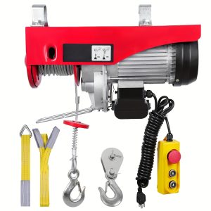 Happybuy Electric Hoist, 440 Lb Garage Hoist, 220 Lb (Single Rope) & 440 Lb (Dual Rope) With 5.25Ft. Corded Control, 110 Volt Electric Hoist Winch, 40 Ft. Single Cable Lift Height, Solid Copper Motor & Emergency Stop Switch