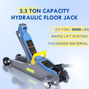 Floor Jack, 2.5 Ton Capacity Hydraulic Floor Jack With Portable Handle And Reflective Tape, Low Profile Jack With Single Piston Quick Lift Pump, Alloy Steel, Blue