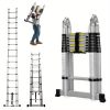 16.5ft Aluminum Telescoping Ladder With Stabilizer Bar Retractable A-Type Ladders Compact Easy To Carry For Workshop RV Camper Boat Roof Work Office Garage DIY Builder Supplies