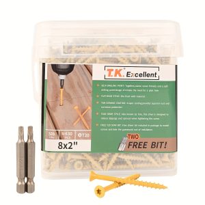 Deck Screws 2 Inch Wood Screws 630 PCS Exterior Construction Screws Rust Resistant Epoxy Coated, Tan, 5 LB Box