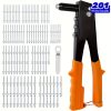 4-in-1 Hand Riveter Gun Kit with 200 Rivets – Versatile Pop Rivet Tool for Metal, Includes 5 Sizes (3u002F32