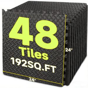 Puzzle Exercise Mat With 24u002F48 Tiles, EVA Interlocking Foam Gym Mats, 24'' X 24'' EVA Foam Floor Tiles, Protective Flooring Mats For Workout Equipment, Home Gym, Weightlifting, Kids Play Area, Gift For Halloween, Thanksgiving, Christmas